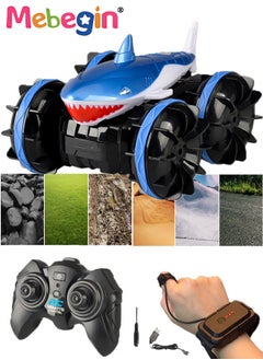 MEBEGIN Amphibious Remote Control Car with Shark Shape, 2.4 GHz Double Side Radio Control Drift Race Car, Gesture Sensing RC Stunt Car, Suitable for Various Roads, Ideal Gift for Kids Aged 6+  - Image 1