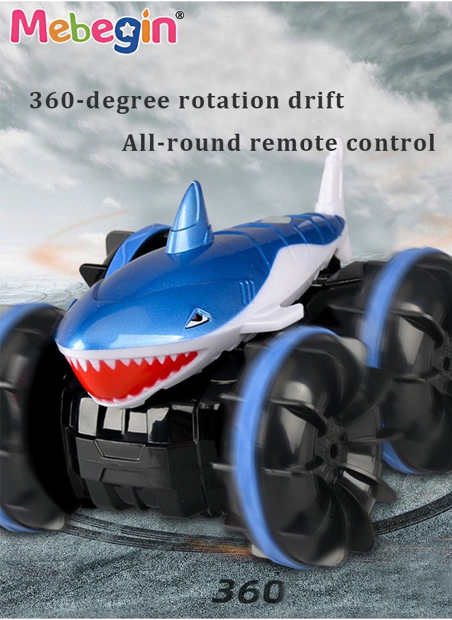 MEBEGIN - Amphibious Remote Control Car with Shark Shape, 2.4 GHz Double Side Radio Control Drift Race Car, Gesture Sensing RC Stunt Car, Suitable for Various Roads, Ideal Gift for Kids Aged 6+ - Image 1