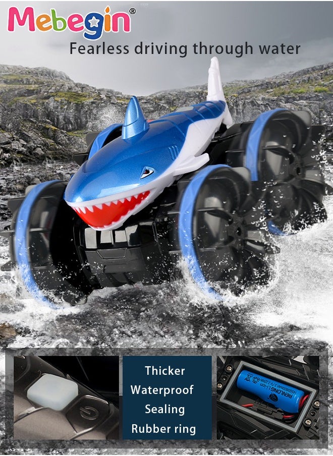 MEBEGIN - Amphibious Remote Control Car with Shark Shape, 2.4 GHz Double Side Radio Control Drift Race Car, Gesture Sensing RC Stunt Car, Suitable for Various Roads, Ideal Gift for Kids Aged 6+ - Image 1