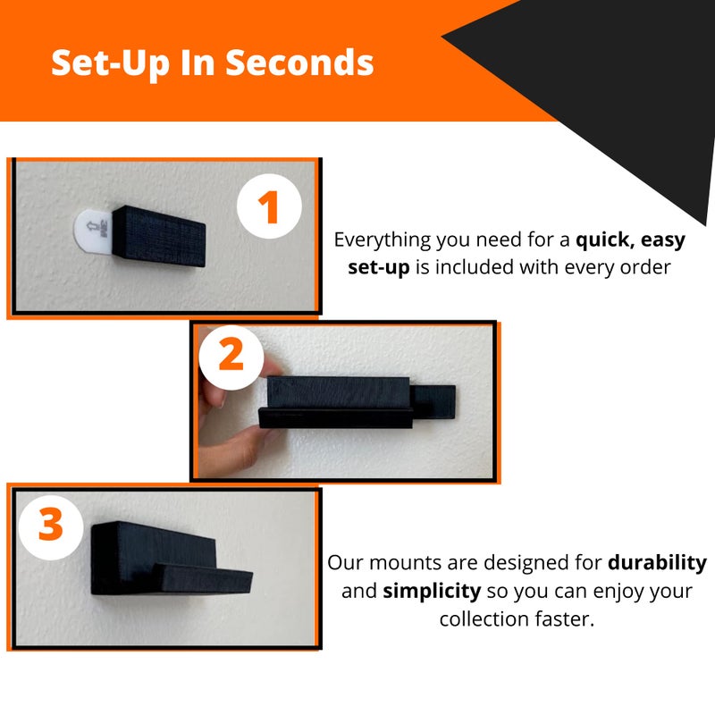 3d Lasers Lab Vinyl Record Wall Mount- 10 Pack| No Wall Damage | Floating Shelf | Black & White Album Holder | Display Your Best LPs - Image 3