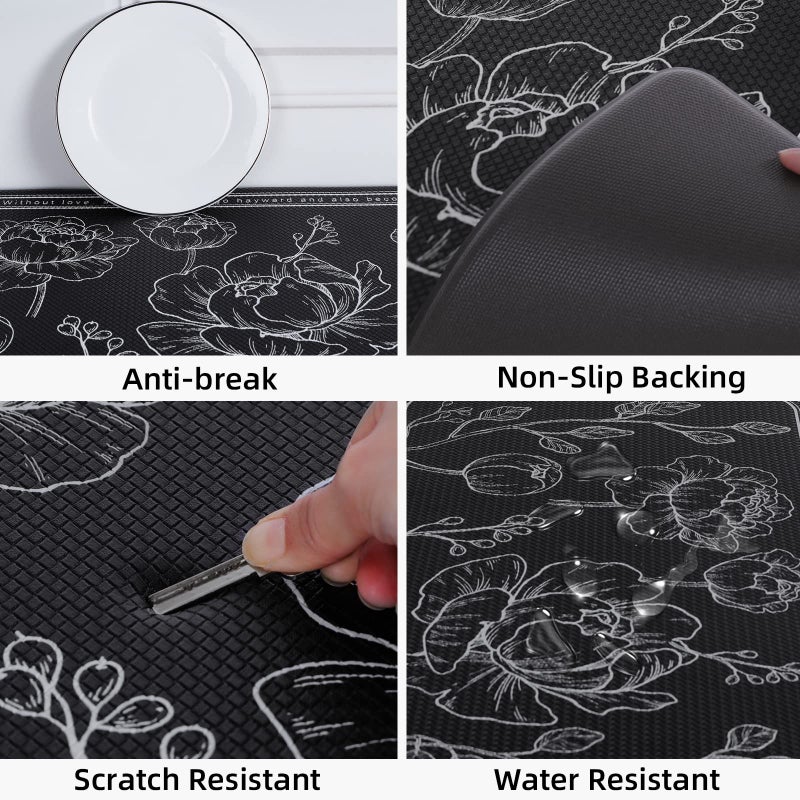 ROTTOGOON Kitchen Floor Mat Set of 2, Cushioned Anti Fatigue Kitchen Mat 17.3"x47"+17.3"x29", Non-Slip Waterproof Kitchen Rug, Premium PVC Comfort Kitchen Mats and Rugs for Office, Home, Laundry - Image 3