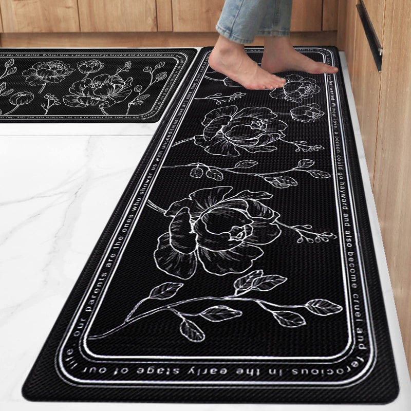 ROTTOGOON Kitchen Floor Mat Set of 2, Cushioned Anti Fatigue Kitchen Mat 17.3"x47"+17.3"x29", Non-Slip Waterproof Kitchen Rug, Premium PVC Comfort Kitchen Mats and Rugs for Office, Home, Laundry - Image 1