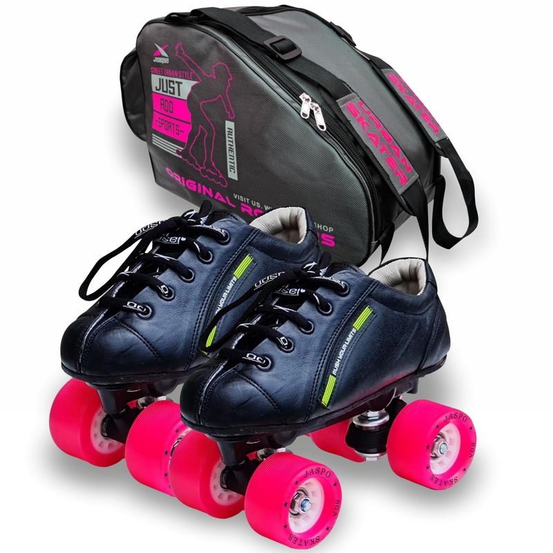 jaspo Unisex Sprint Pro 10 Quad Outdoor Wheel Roller Skates - Junior Size 11 Uk, Pink - Pu Wheels For Beginner & Intermediate Practice - Image 2