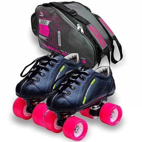 jaspo Unisex Sprint Pro 10 Quad Outdoor Wheel Roller Skates - Junior Size 11 Uk, Pink - Pu Wheels For Beginner & Intermediate Practice - Image 1