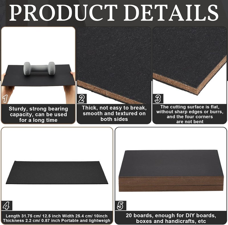 Lewtemi 20 Pcs Book Board, Binders Board Chipboard Designer Bookboard Kraft Heavy Duty Chipboard Sheets Bookbinding Supplies for Book Binding Cover (Black, 12.5 x 10 Inch 80PT) - Image 4