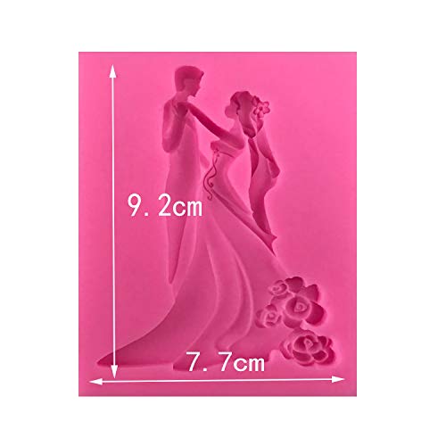 HengKe Bride and Groom Fondant Cake Topper Silicone Mold Couple Dancing Mould Jelly Sugar Chocolate Fondant Silicone Molds for Sugarcraft Candy Cake Decoration Cupcake Topper - Image 4