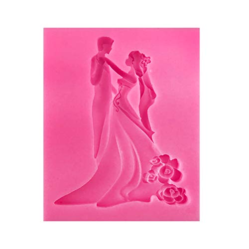 HengKe Bride and Groom Fondant Cake Topper Silicone Mold Couple Dancing Mould Jelly Sugar Chocolate Fondant Silicone Molds for Sugarcraft Candy Cake Decoration Cupcake Topper - Image 2