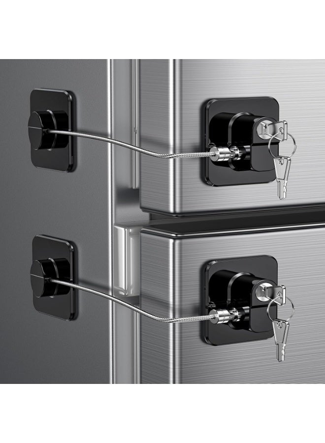 Baby Little Luxuries 2 Pack Refrigerator Locks with 4 Keys, Child Safety Lock for Fridge Door Locks, Cabinets, Freezer, Desk Drawers, Wardrobes, Closets, Windows-No Tools Need or Drill - Image 2