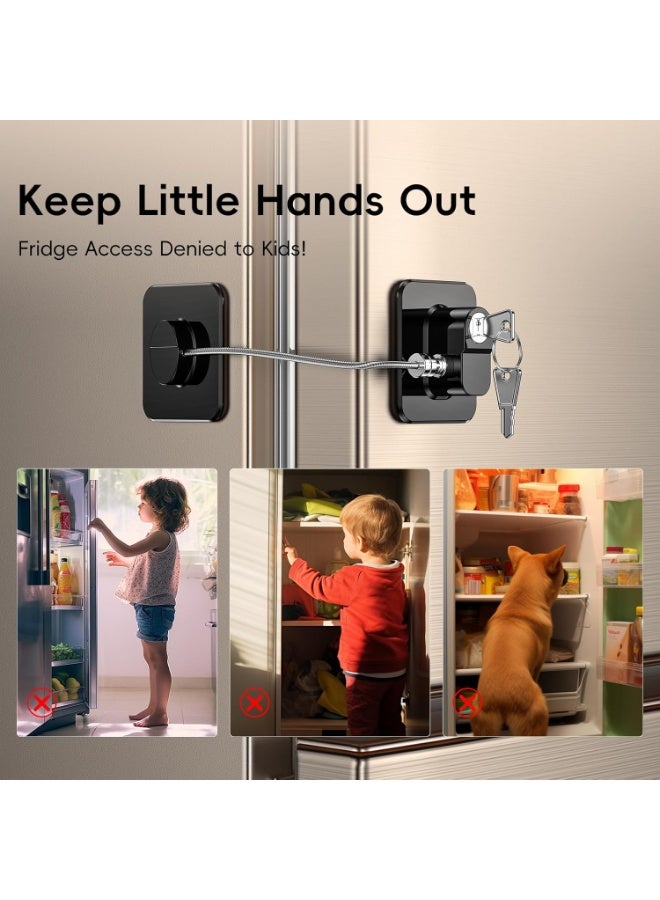 Baby Little Luxuries 2 Pack Refrigerator Locks with 4 Keys, Child Safety Lock for Fridge Door Locks, Cabinets, Freezer, Desk Drawers, Wardrobes, Closets, Windows-No Tools Need or Drill - Image 3