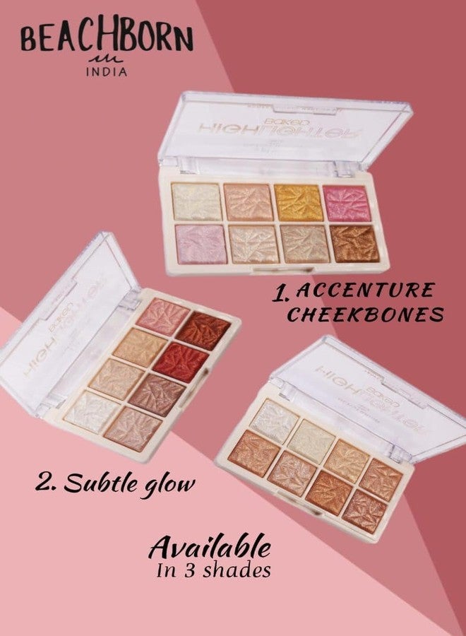 BEACHBORN INDIA Multicolor 8 Colour Highlighter Baked Palette Highly Pigmented and Blendable | Matte Finish | Perfect Makeup with Radiant, Buildable Shades 10.8g (BBI-02-04 SHADE NO.3, 10.8G) - Image 3