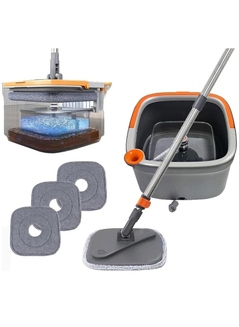 Generic - Mop and Bucket Set with Separate Clean and Dirty Water, Self Cleaning Dry Wet Floor Mop with 3 Pads Washable and Reusable Pad with 360 Rotating Microfiber Bucket - Image 1