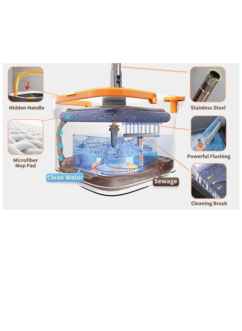 Generic - Mop and Bucket Set with Separate Clean and Dirty Water, Self Cleaning Dry Wet Floor Mop with 3 Pads Washable and Reusable Pad with 360 Rotating Microfiber Bucket - Image 1