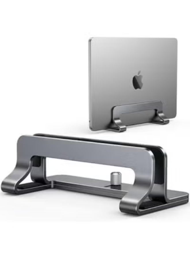 Aluminum Vertical Laptop Stand – Dual Dock Holder with Adjustable Width & Anti-Slip Base for MacBook, Surface, iPad & More - Image 1