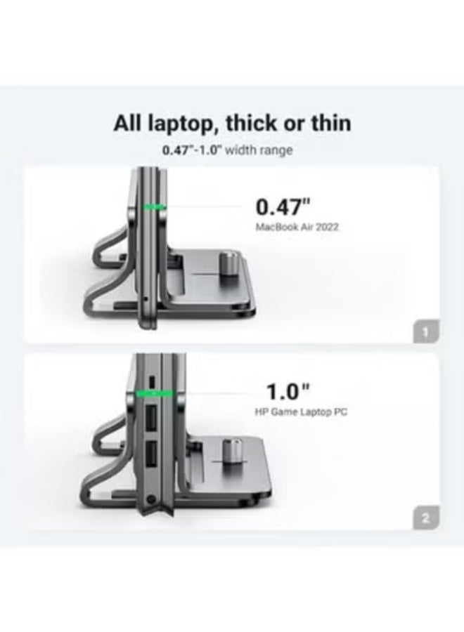 Aluminum Vertical Laptop Stand – Dual Dock Holder with Adjustable Width & Anti-Slip Base for MacBook, Surface, iPad & More - Image 3
