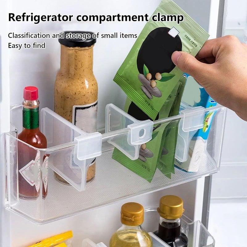 klarako 8PC Refrigerator Dividers,Adjustable Plastic Organizer Tools,Fridge Door Retractable Snap-on Space Separators,Expandable Divide Plates,Home Office Clear Tidy Supplies, Kitchen Pantry Storage Gadget - Image 2