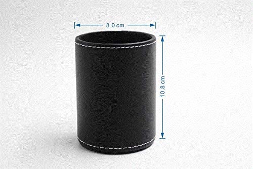 esowemsn 1PC Black PU Leather Round Pencil Pen Cup Holder Stand Desk Organizer Desktop Stationery Container Accessorires for Home, School, Office - Image 3