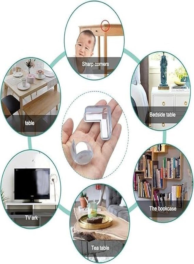 SHOPECOM واقيات حواف آمنة للأطفال من SHOPECOMV لحماية زوايا الأثاث والطاولات من الحواف الحادة، مصنوعة من السيليكون، مع واقيات زوايا شفافة ناعمة (4 قطع). - Image 3