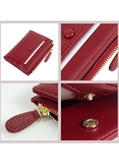 Generic Women's Wallets, Short Women's Leather Wallets, Storage Bags and Credit Card Holder, Ladies Handbag Card Holder, Red, Faux Leather  - Image 3