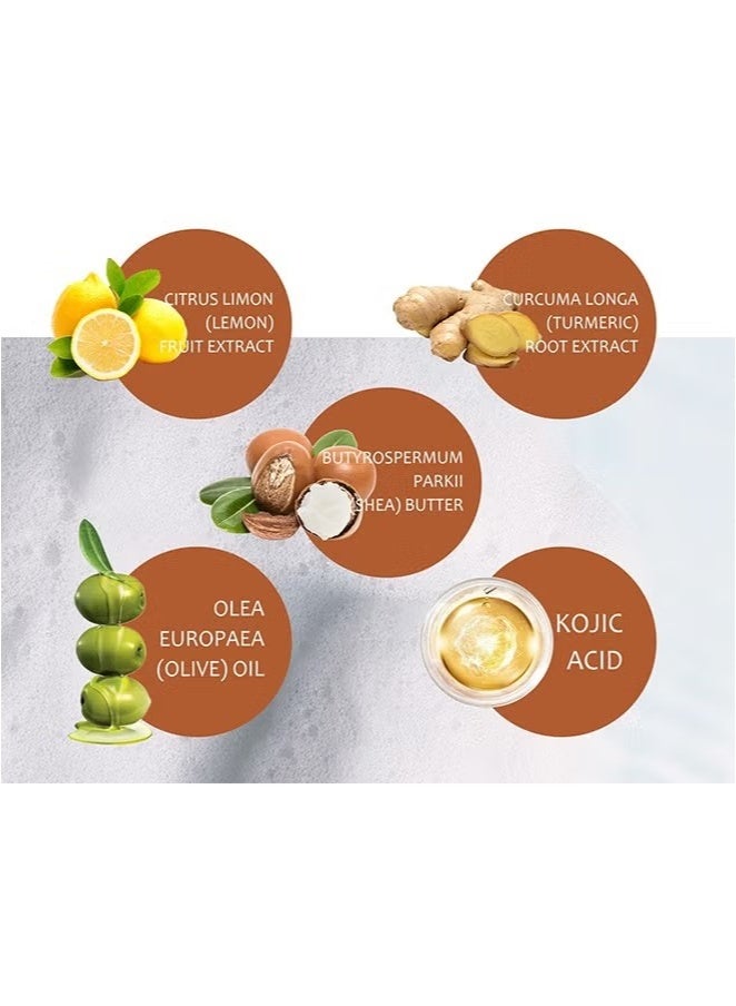OUHOE Lemon Turmeric Kojic Acid Facial Soap, Deep Cleansing, Brightening Skin, Skin Lightening, Cleansing & Nourishing 100g - Image 5