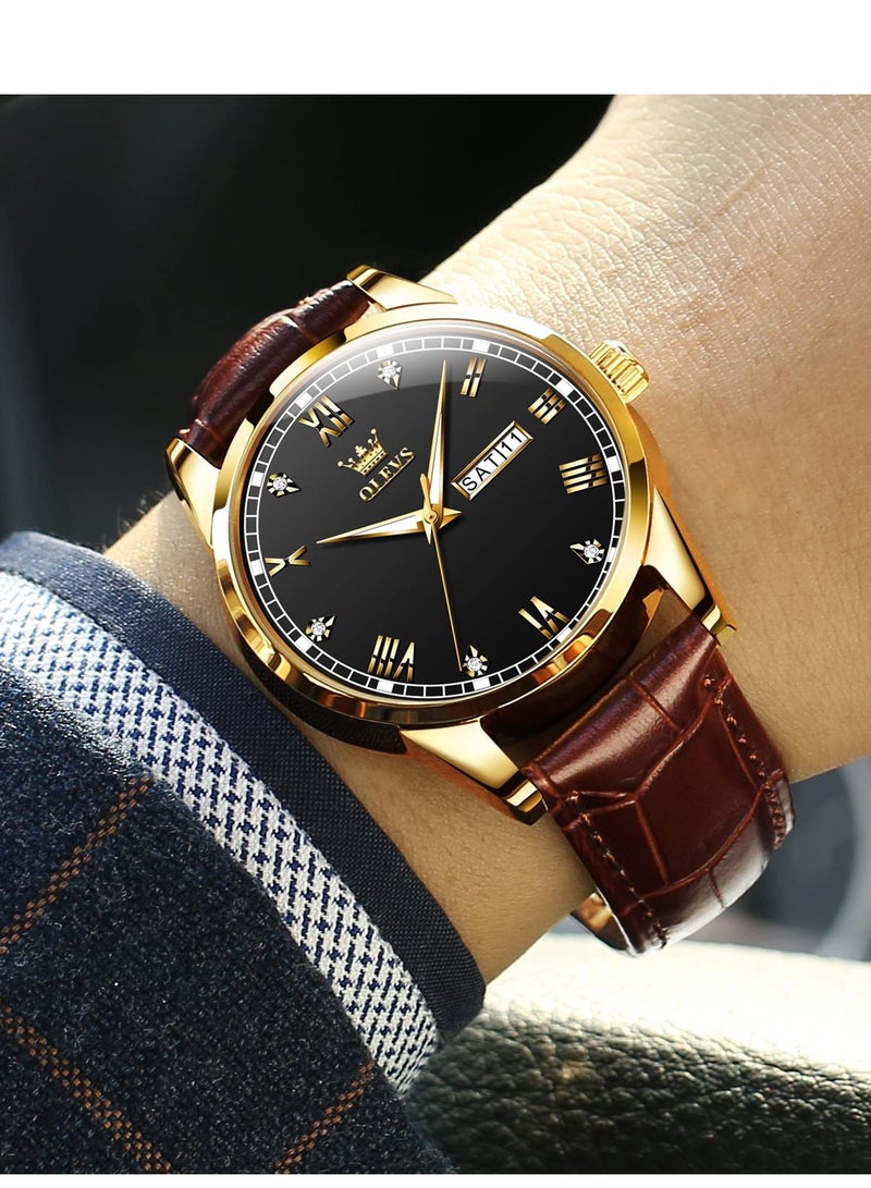 أوليفز ساعات رجالية كوارتز انالوج مقاومة للماء جلد 6898 - Image 3