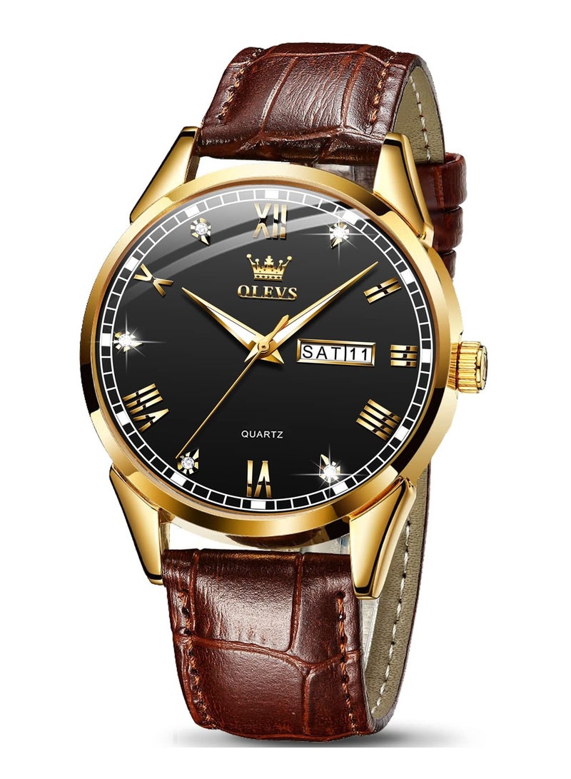 أوليفز ساعات رجالية كوارتز انالوج مقاومة للماء جلد 6898 - Image 1