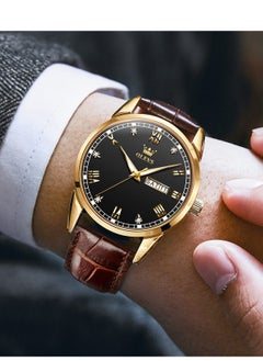 OLEVS Watches for Men Quartz Analog Water Resistant Leather Watch 6898  - Image 2