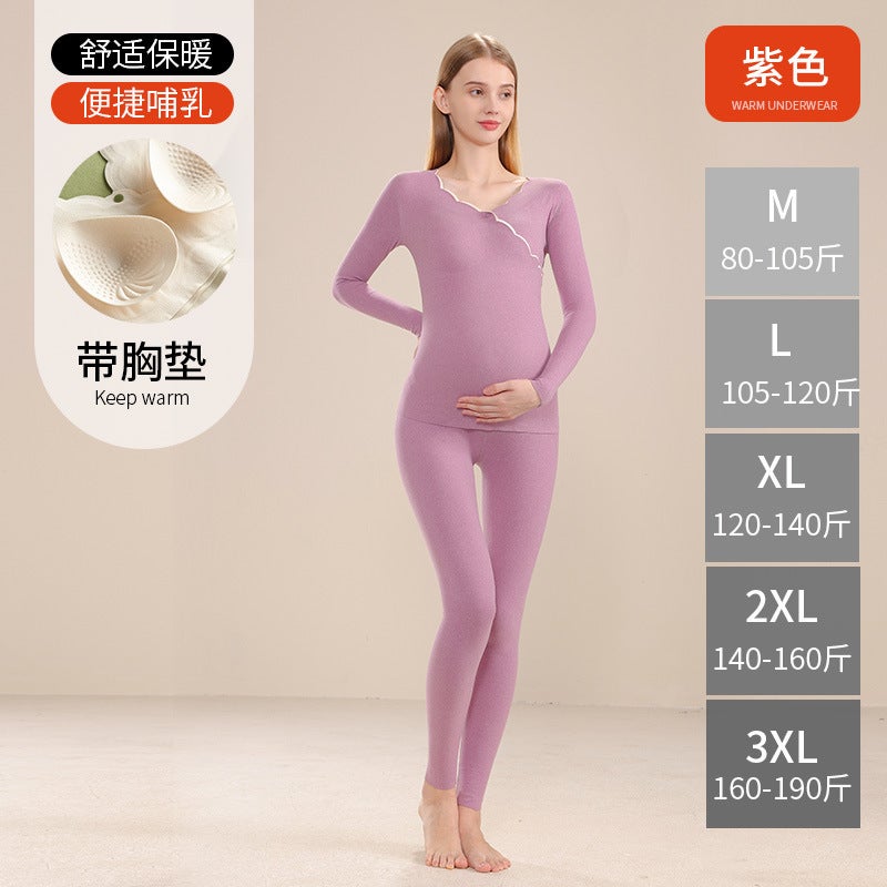 Maternity Velvet Pajama Nursing Set 662 lotus root set 