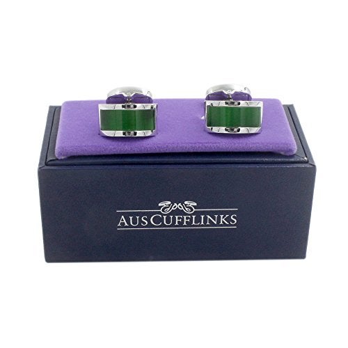 AUSCUFFLINKS Emerald Green Stone Cufflinks | 55th Anniversary Present for Him | Emerald Wedding Anniversary | Cuff Links - Image 2