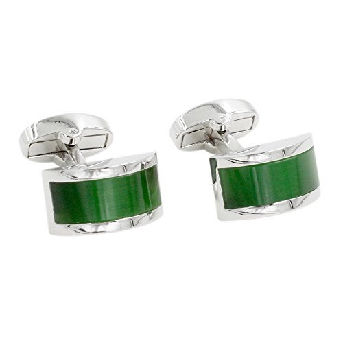 AUSCUFFLINKS Emerald Green Stone Cufflinks | 55th Anniversary Present for Him | Emerald Wedding Anniversary | Cuff Links - Image 1
