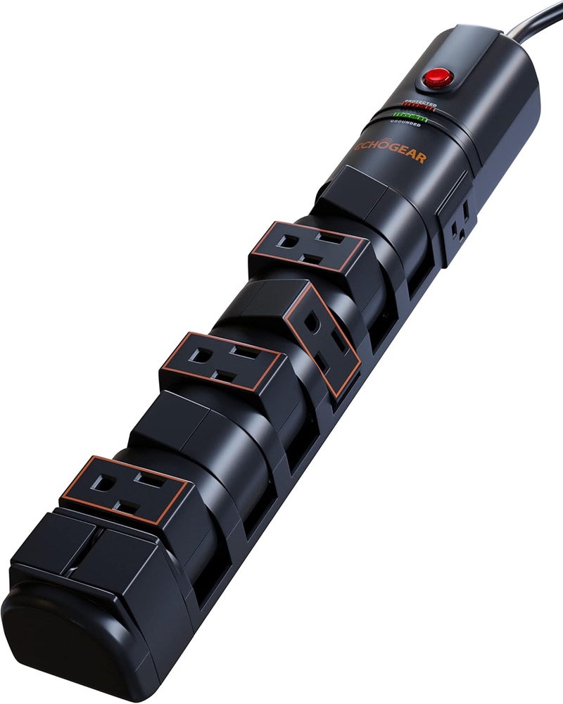 ECHOGEAR VoltSpin Surge Protector Power Strip with Rotating Outlets, Flat Plug, Long Cord, & Mounting Holes - Power Strip with Heavy Duty Surge Suppression Plus Built-in Cable Management - Image 1