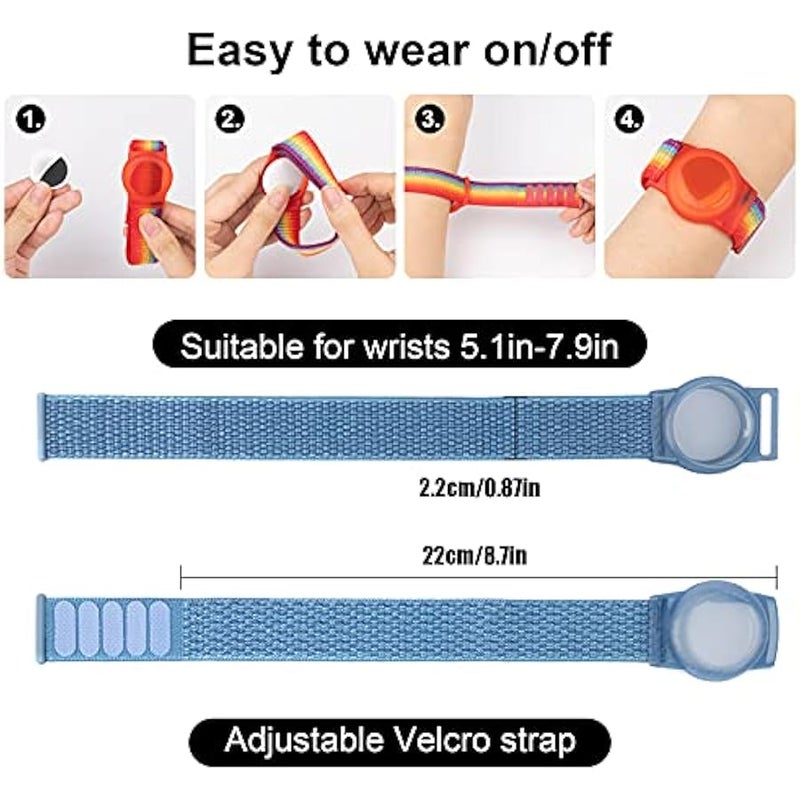 Kids Wristband Compatible with Apple AirTag, Protective Case for Air Tag GPS Tracker Holder with Nylon Bracelet, Adjustable Anti Lost Watch Band for Toddler Child Elder - Image 2