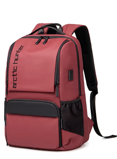 ARCTIC HUNTER Premium Backpack Water Resistant Built in USB Headphone Jack Laptop Daypack for Men and Women B00532 Red