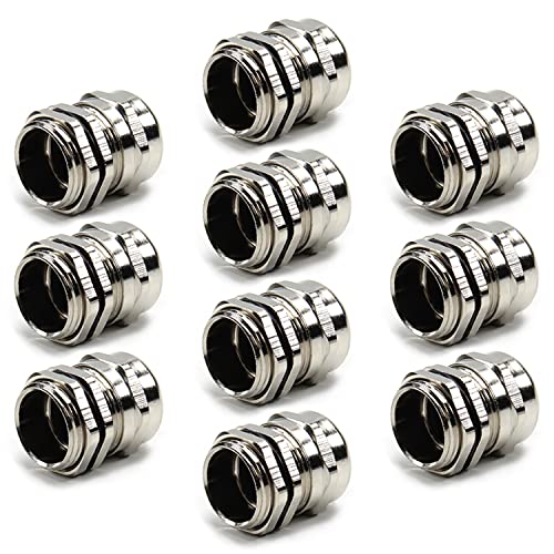 Fielect 10Pcs Metal Waterproof M20 Cable Glands Joints Adjustable Connector Silver for 6-12mm Dia Cable - Image 5