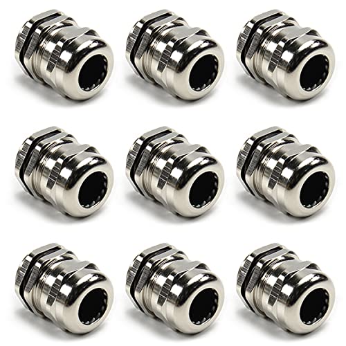 Fielect 10Pcs Metal Waterproof M20 Cable Glands Joints Adjustable Connector Silver for 6-12mm Dia Cable - Image 3