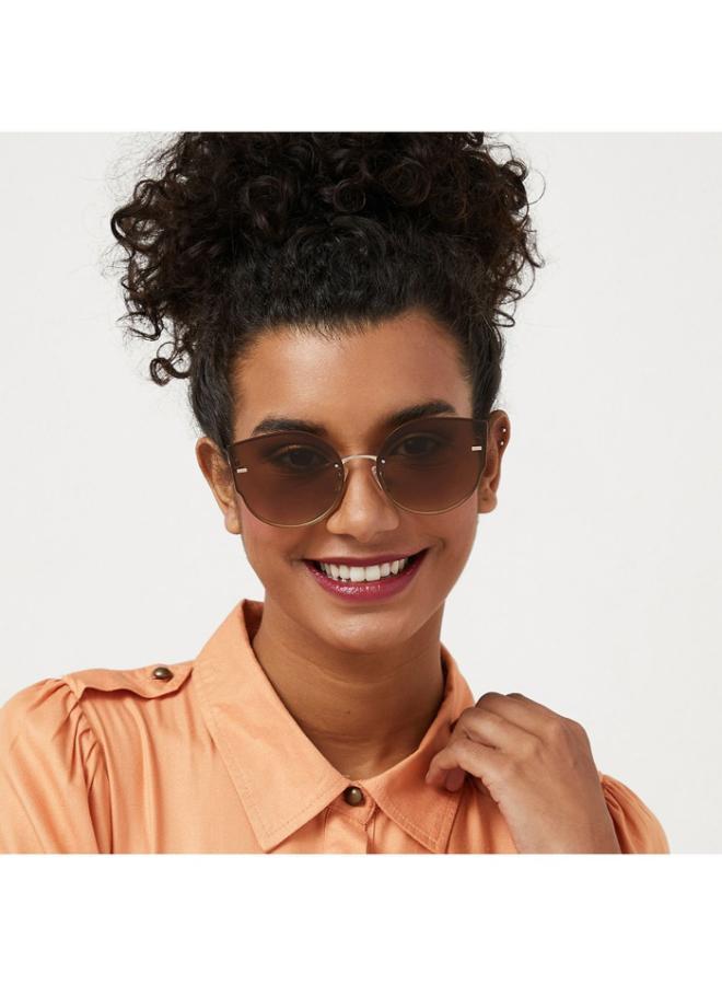 30 سندايز نظارة شمسية نسائية بنية من أون بوينت - إطار معدني - عدسة بنية - إطار ذهبي ياباني - كاملة الحواف - Image 4