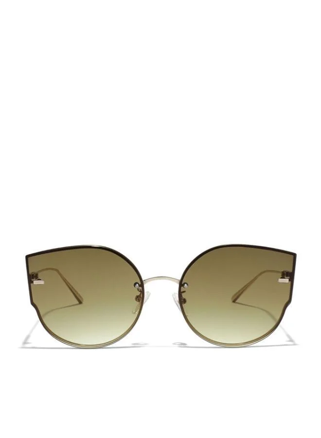 30 سندايز نظارة شمسية نسائية بنية من أون بوينت - إطار معدني - عدسة بنية - إطار ذهبي ياباني - كاملة الحواف