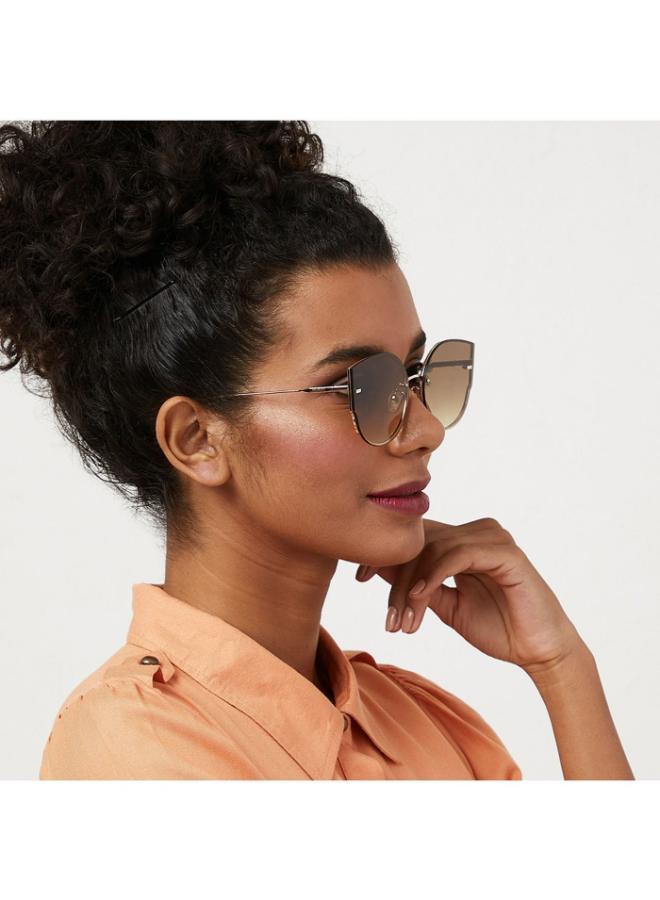 30 سندايز نظارة شمسية نسائية بنية من أون بوينت - إطار معدني - عدسة بنية - إطار ذهبي ياباني - كاملة الحواف - Image 5