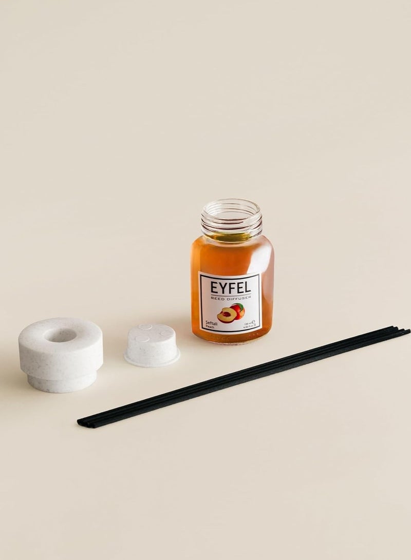 EYFEL Eyfel Eau De Parfum REED DIFFUSER - PEACH 120ML Premium Long-Lasting Fragrance with Elegant Diffuser Sticks for  Living Room, Home, Bathrooms, Offices, Shops & Showrooms - Image 3