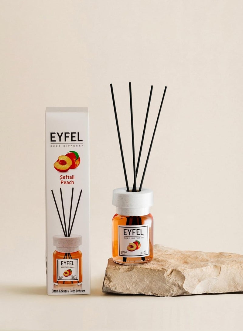 EYFEL Eyfel Eau De Parfum REED DIFFUSER - PEACH 120ML Premium Long-Lasting Fragrance with Elegant Diffuser Sticks for  Living Room, Home, Bathrooms, Offices, Shops & Showrooms - Image 4