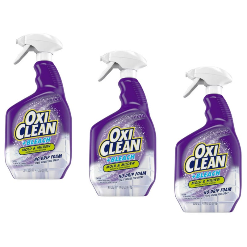 OxiClean plus Bleach, No Drip Foam, Mold & Mildew Bathroom Stain Remover 30 oz. Pack of 3 - Image 1