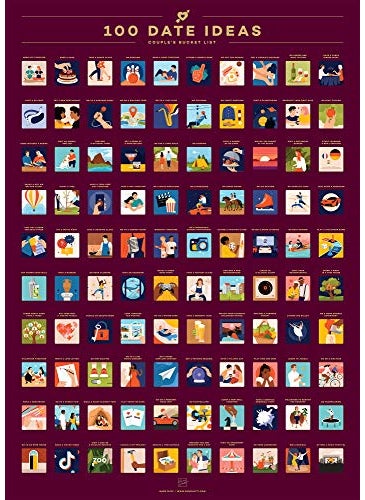 Enno Vatti 100 Dates ScratchOff Poster Ultimate Adventure Challenge For Couples  Fun Date Game Activity  Cute To Do Bucket List  Ideas For Anniversary Valentines Day  165 x 234 Scratch Off