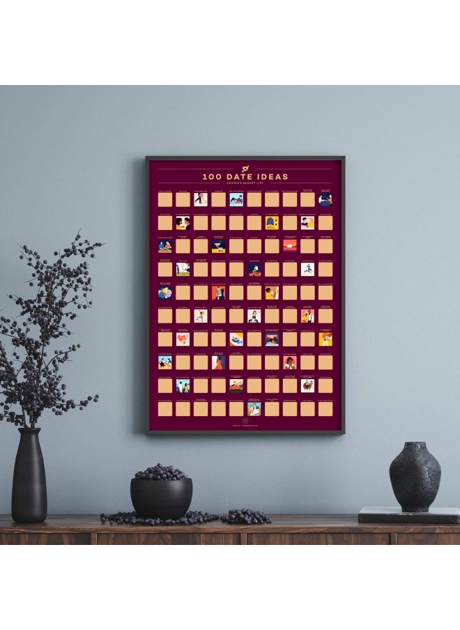 Enno Vatti - Enno Vatti 100 Dates ScratchOff Poster Ultimate Adventure Challenge For Couples  Fun Date Game Activity  Cute To Do Bucket List  Ideas For Anniversary Valentines Day  165 x 234 Scratch Off - Image 1