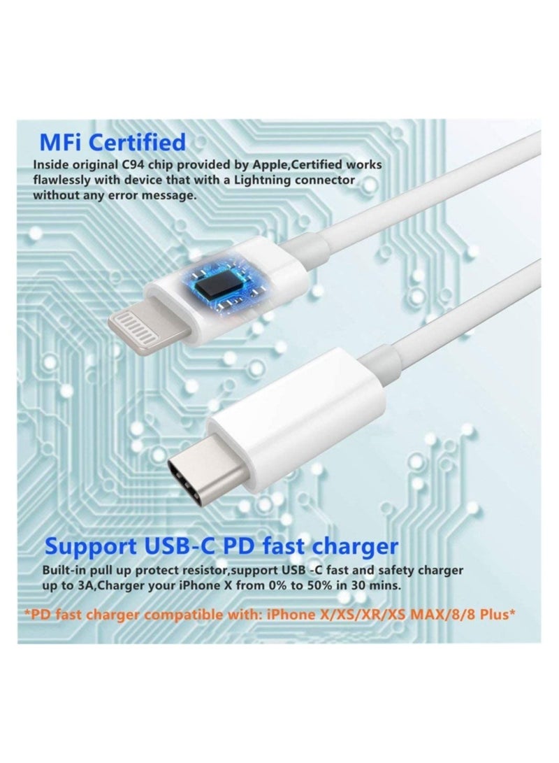 ELTRAZONE Lightning Cable Fast Charging and Hi-Speed Syncing Cord Compatible with Apple iPhone X/XS/XR/XS MAX/8/8 Plus/iPad White - Image 2