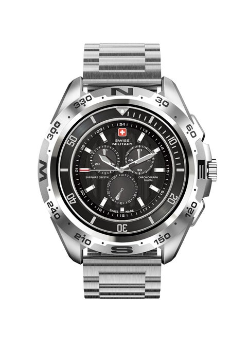 Swiss Military Dom Smartwatch:Call Features,Sports TrackingHeart Rate/Blood Pressure/Oxygen Level Monitoring, Magnetic Charging Base, 5-7 Days Battery Life Compatibility: iOS/Android - Silver