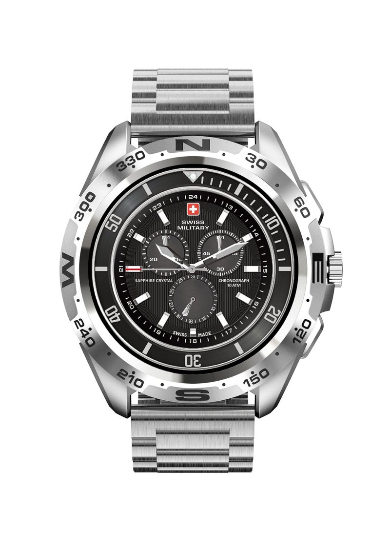 SWISS MILITARY - Swiss Military Dom Smartwatch:Call Features,Sports TrackingHeart Rate/Blood Pressure/Oxygen Level Monitoring, Magnetic Charging Base, 5-7 Days Battery Life Compatibility: iOS/Android - Silver - Image 1