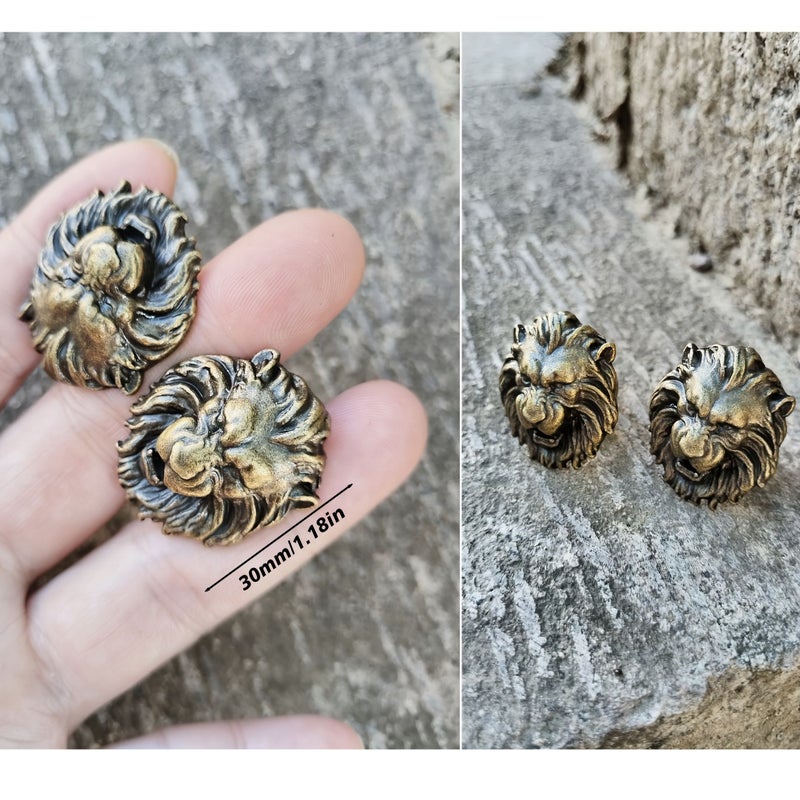 Vintage Style Lion Head Handles Set of 12 Antique Green Bronze for Cabinet Drawers - Image 2