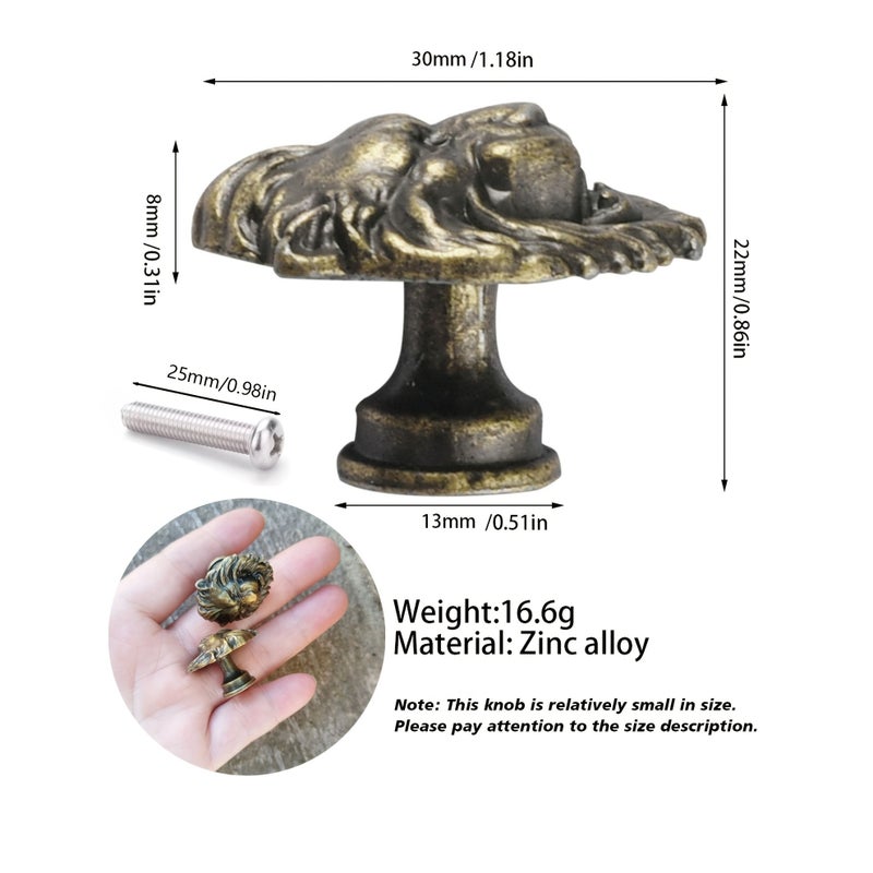 Vintage Style Lion Head Handles Set of 12 Antique Green Bronze for Cabinet Drawers - Image 3