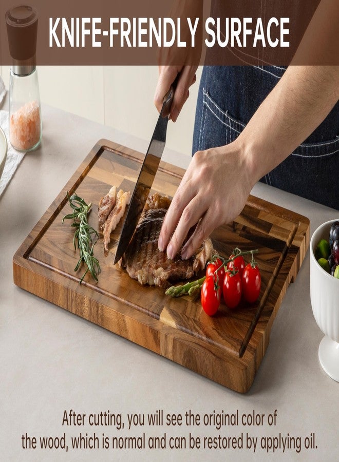 THETCHRY Walnut Cutting Boards for Kitchen, End Grain Wooden Chopping Board with Juice Groove, Charcuterie Butcher Block for Meal Prep & Serving with Gift Box, 16.5" x 11.6" x 0.8" - Image 4