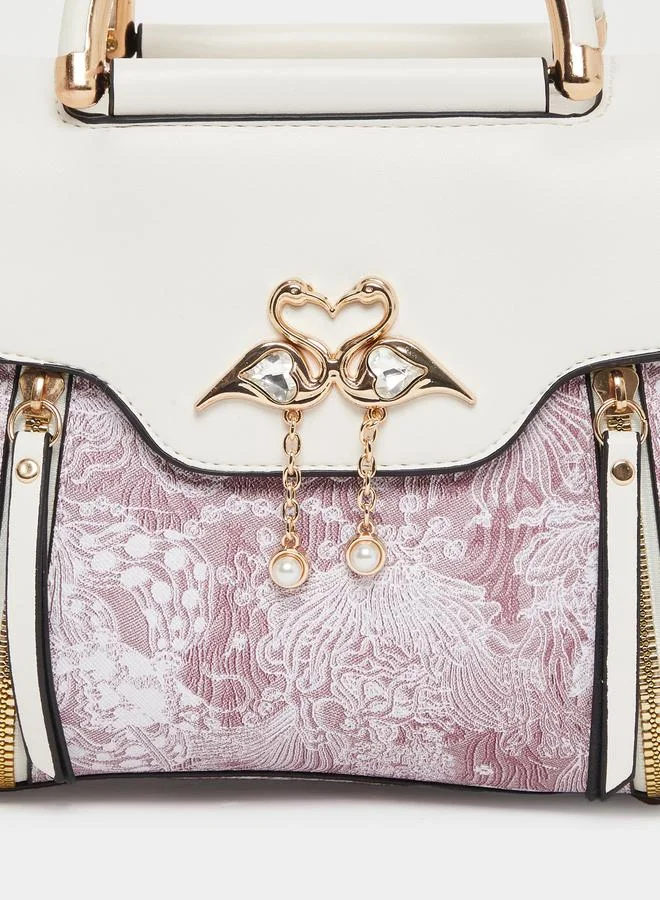 Take Two Take Two Off White Swan Decor Accent Handbag