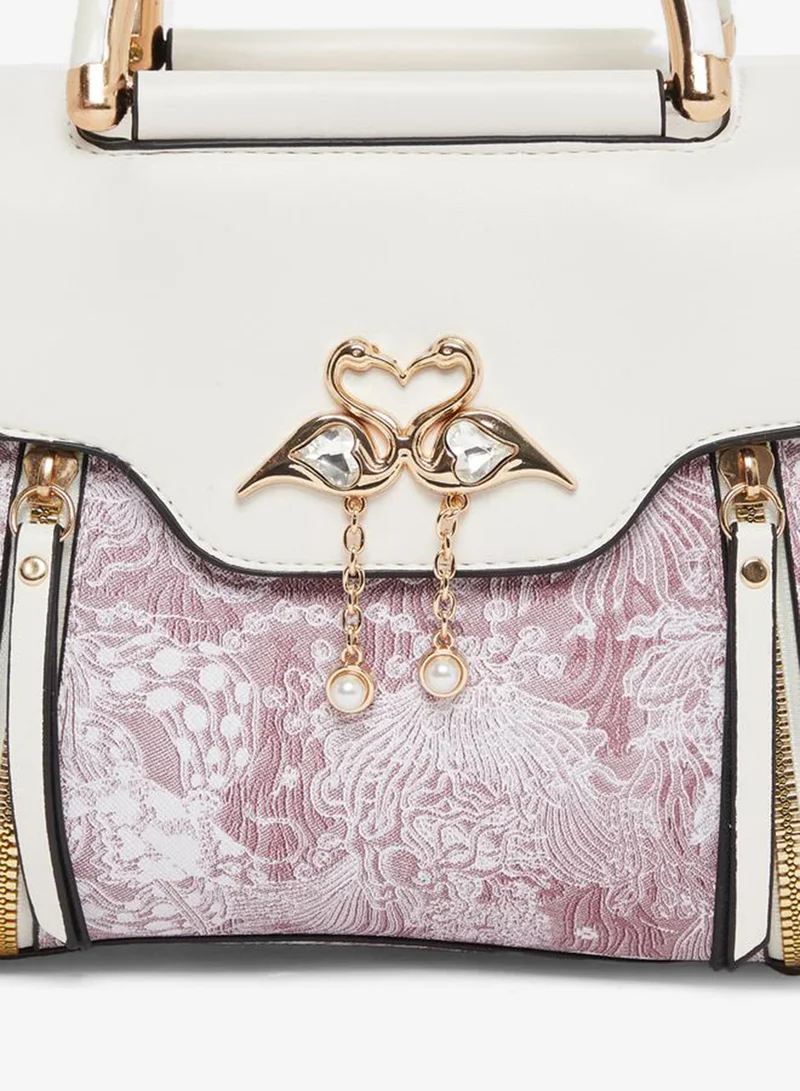 Take Two Take Two Off White Swan Decor Accent Handbag